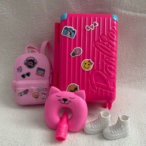 Barbie Hot Pink Travel Set with Light Pink Backpack and White Sneakers